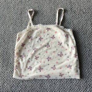 Vintage Y2K Self Esteem Baby Doll Tank Top: Cami. Small: Cropped Floral Top Lace